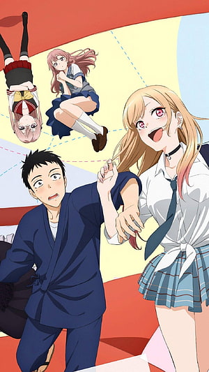 My Dress-Up Darling Anime Poster Featuring Gojo and Wakana in School Uniforms HD phone wallpaper