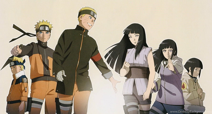 Naruto and Hinata Character Lineup Across Multiple Ages and Styles HD wallpaper