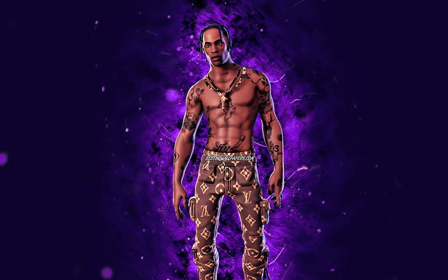 3D Rendered Male Character with Tattoos and Designer Pants on Purple Background HD wallpaper