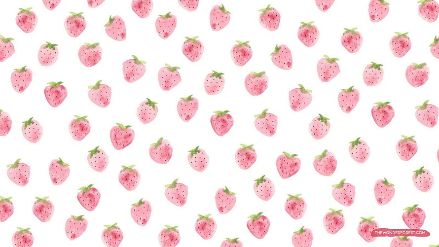 Watercolor Strawberry Pattern on White Background HD wallpaper