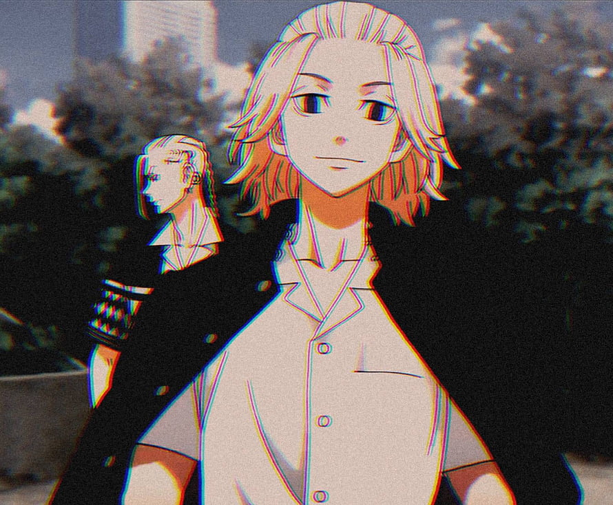 Manjiro Sano and Mikey from Tokyo Revengers in a Glitch Art Style HD wallpaper
