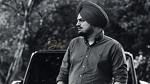 Sidhu Moose Wala in Turban Black and White Portrait HD wallpaper