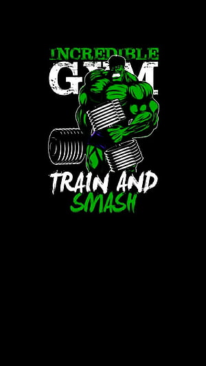 Incredible Hulk Bodybuilding Artwork with Dumbbells and Motivational Gym Text HD phone wallpaper