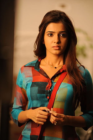 Samantha Ruth Prabhu in Eega Wearing Colorful Plaid Shirt HD phone wallpaper