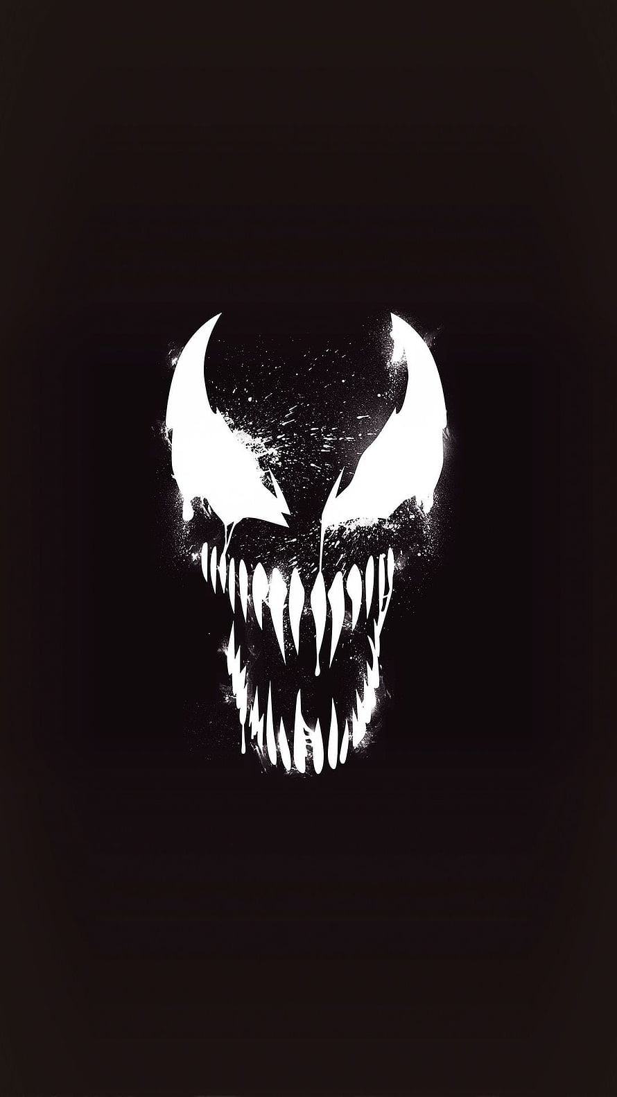 Venom X Minimalist Black and White Symbiote Face with Jagged Teeth and Glowing Eyes HD phone wallpaper
