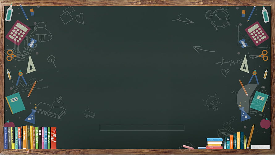 Colorful Classroom Chalkboard with School Supplies and Books HD wallpaper