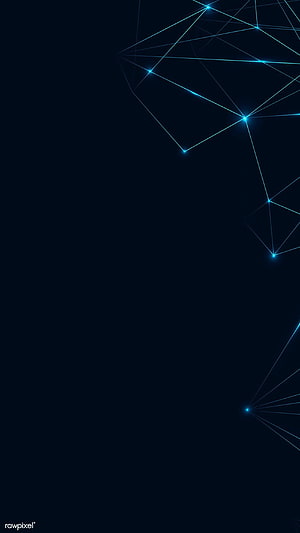 Abstract Geometric Network with Glowing Cyan Nodes on Dark Navy Background HD phone wallpaper