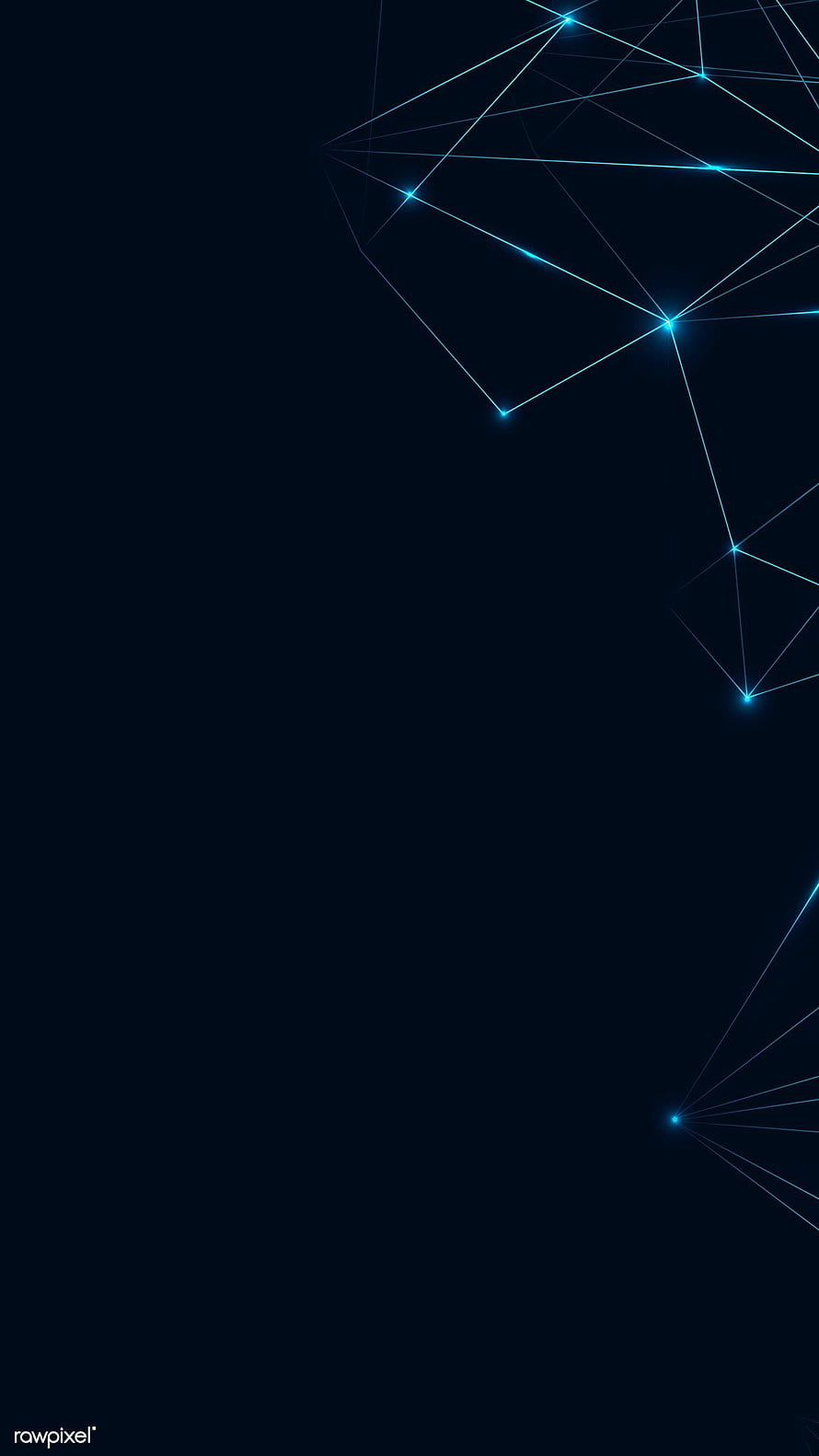 Abstract Geometric Network with Glowing Cyan Nodes on Dark Navy Background HD phone wallpaper
