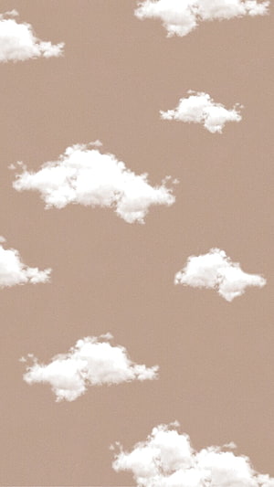 Soft Beige Sky with Fluffy White Clouds for a Calm Aesthetic Mood HD phone wallpaper