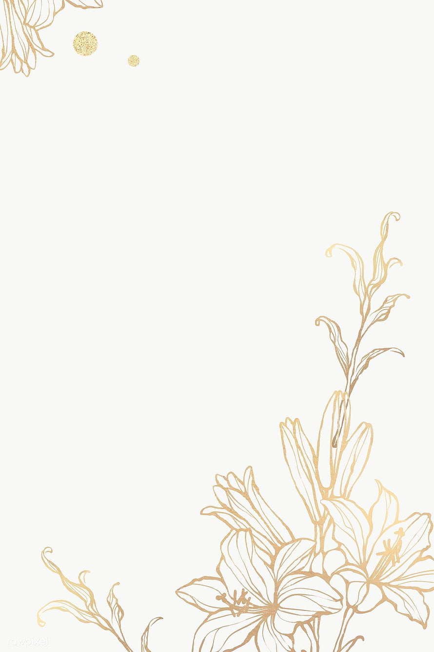 Elegant Gold Line Art Lilies on Cream Background HD phone wallpaper