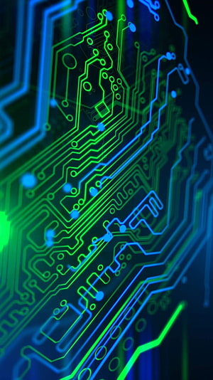 Neon Green and Blue Circuit Board Technology Abstract Background HD phone wallpaper
