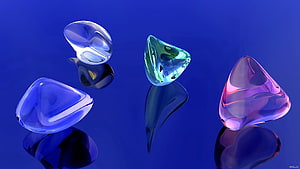 Abstract 3D Render of Translucent Geometric Shapes on Blue Background HD wallpaper