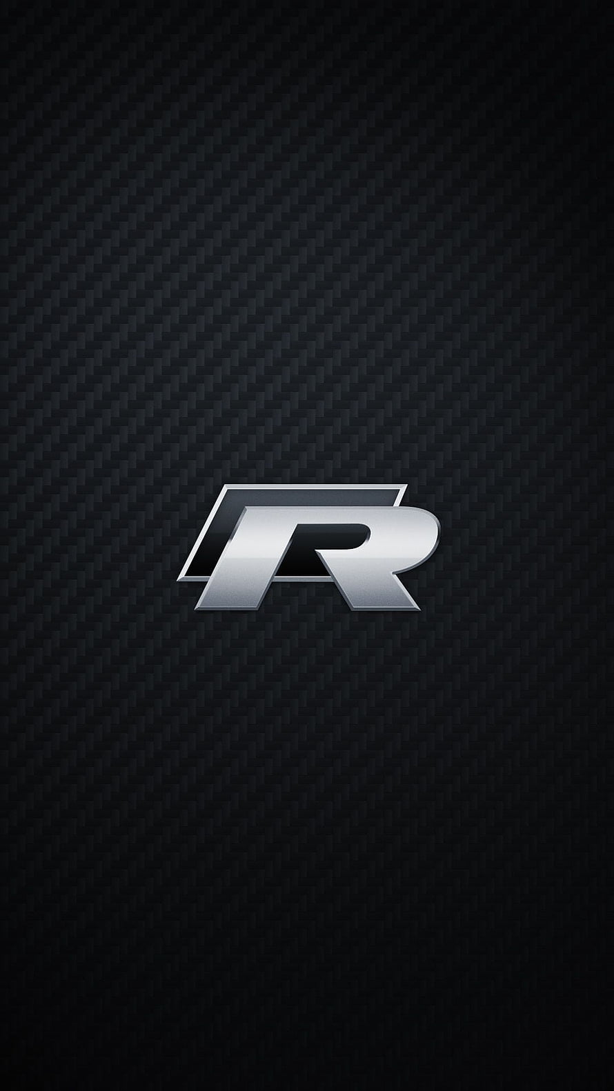 Volkswagen R Performance Logo on Dark Carbon Fiber Background HD phone wallpaper