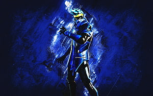 Fortnite Raven Ninja Skin Character in Blue Tactical Suit with Glowing Visor HD wallpaper