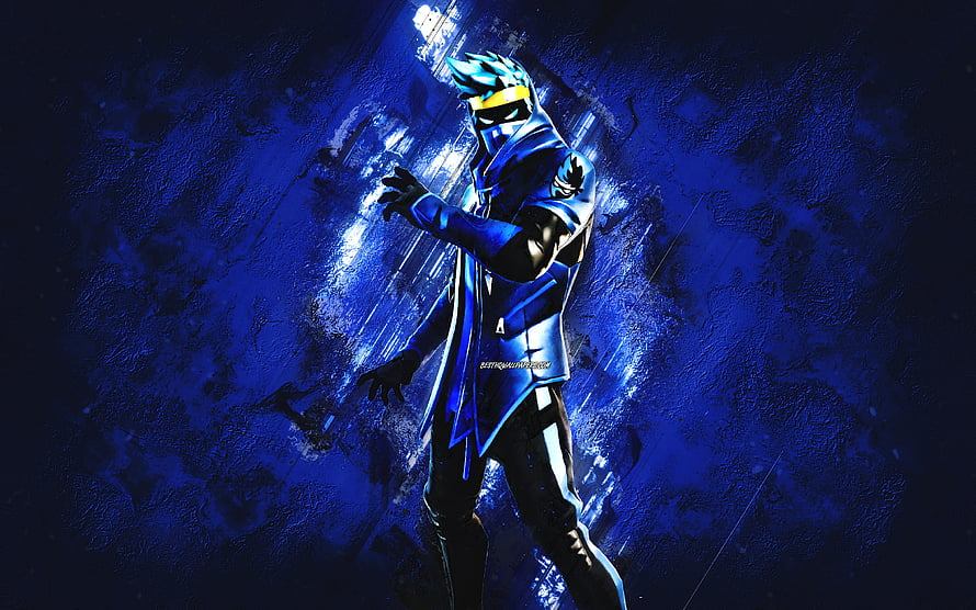 Fortnite Raven Ninja Skin Character in Blue Tactical Suit with Glowing Visor HD wallpaper
