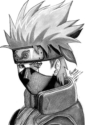 Naruto Uzumaki Black and White Pencil Sketch Portrait HD phone wallpaper