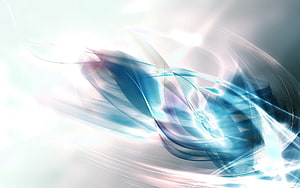 Ethereal Abstract Light Streaks in Cyan and White with Soft Glowing Motion HD wallpaper