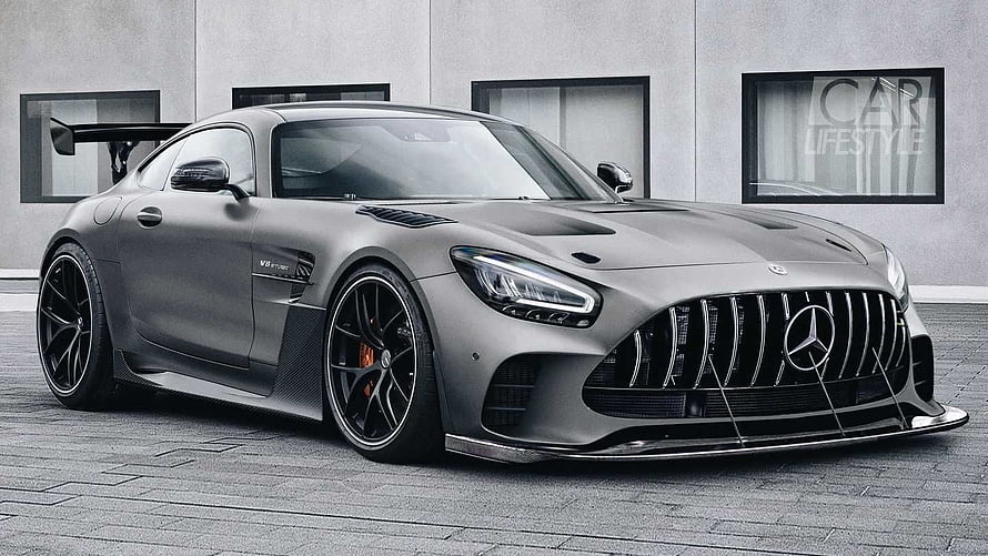 Mercedes AMG GT Black Series Matte Grey Supercar with Large Rear Wing HD wallpaper