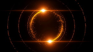 Orange and Gold Particle Ring with Lens Flare on Black Background HD wallpaper