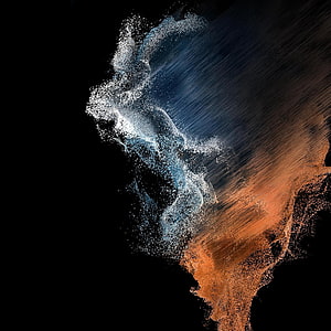 Abstract Blue and Orange Particle Explosion on Black Background HD phone wallpaper