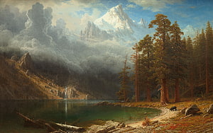 Albert Bierstadt's Mount Corcoran: A Grandiose Hudson River School Landscape HD wallpaper