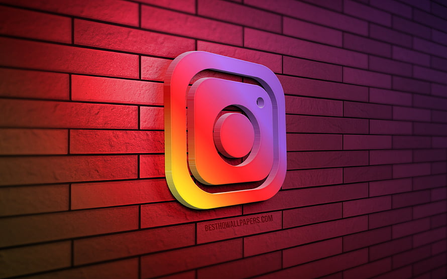 Instagram Logo 3D Render on Red Brick Wall Background HD wallpaper