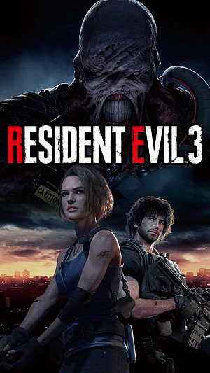 Resident Evil 3 Remake Key Art Featuring Jill Valentine and Carlos Oliveira HD phone wallpaper