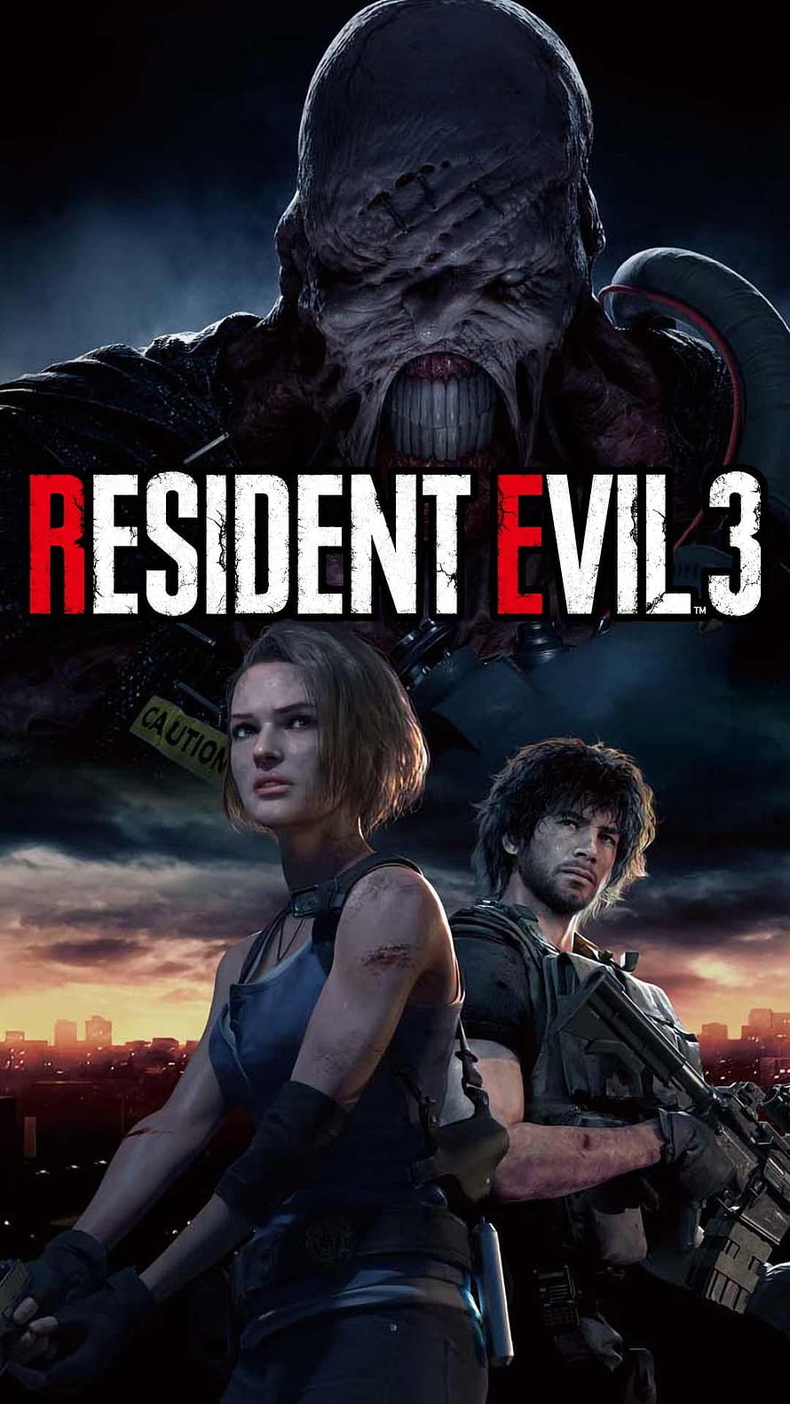 Resident Evil 3 Remake Key Art Featuring Jill Valentine and Carlos Oliveira HD phone wallpaper
