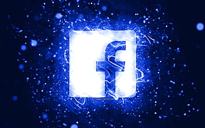 Glowing Facebook Logo With Electric Blue Neon Particles And Abstract Digital Background HD wallpaper