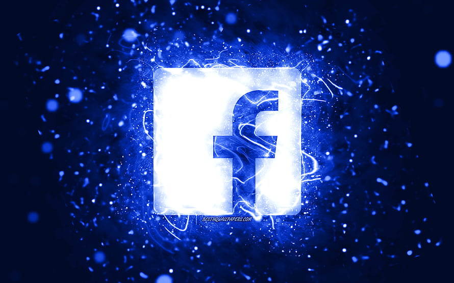 Glowing Facebook Logo With Electric Blue Neon Particles And Abstract Digital Background HD wallpaper