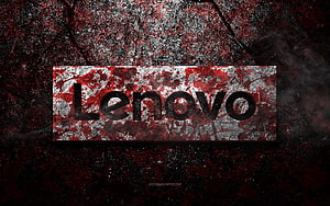 Lenovo Grunge Stone Logo with Red and Black Textured Background HD wallpaper