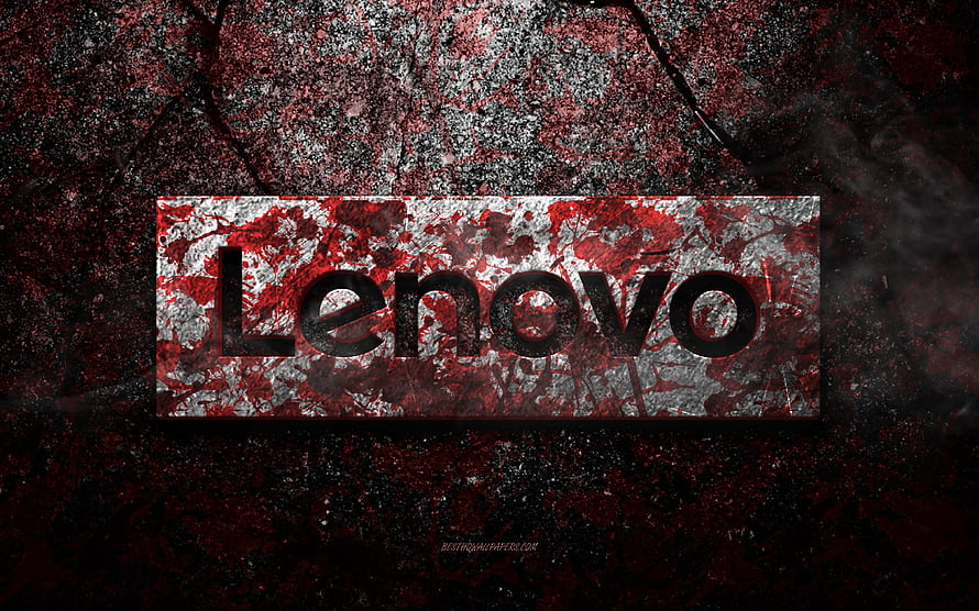 Lenovo Grunge Stone Logo with Red and Black Textured Background HD wallpaper