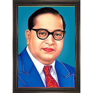 Dr. B. R. Ambedkar Portrait Painting in Blue Suit with Red Patterned Tie HD phone wallpaper