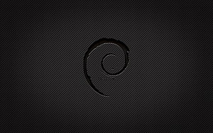 Debian Linux Grunge Carbon Spiral Logo on Dark Textured Background HD wallpaper