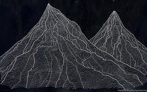 Monochrome Wireframe Mountain Peaks on Black Background HD wallpaper