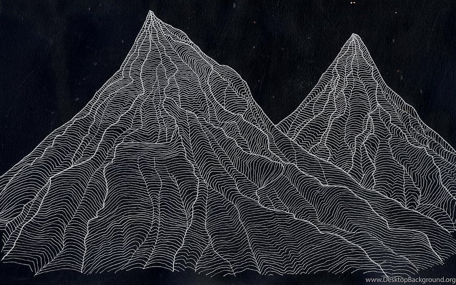 Monochrome Wireframe Mountain Peaks on Black Background HD wallpaper