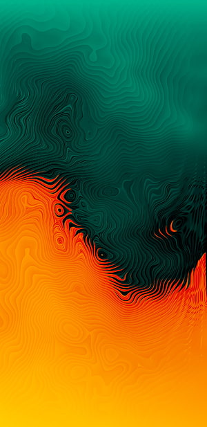 Abstract Topographic Contour Lines in Teal and Orange Gradient HD phone wallpaper