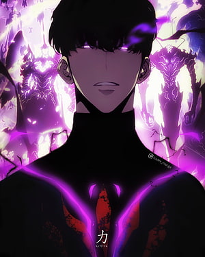 Sung Jin Woo Shadow Monarch Aura From Solo Leveling Anime Artwork HD phone wallpaper