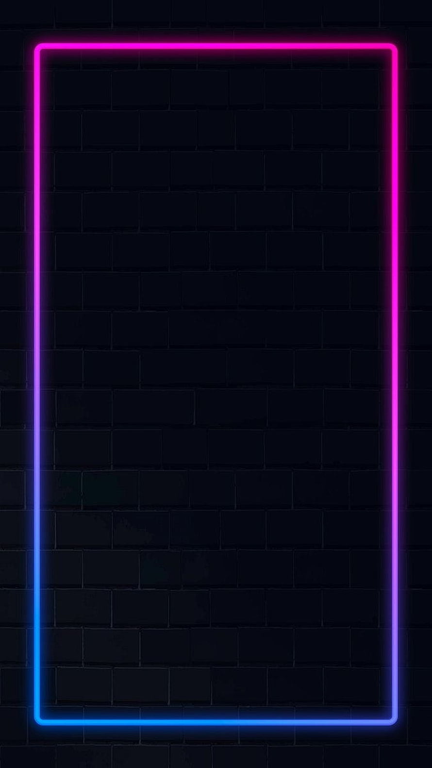 Neon Light Frame On Dark Brick Wall Background HD phone wallpaper