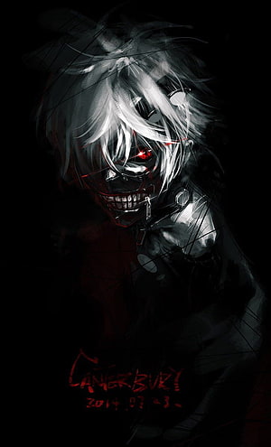 Dark Anime Character With White Hair And Glowing Red Eyes HD phone wallpaper