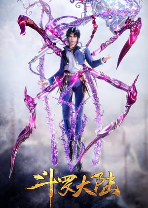 Tang San from Soul Land wielding purple energy blades in a mystical battle stance HD phone wallpaper