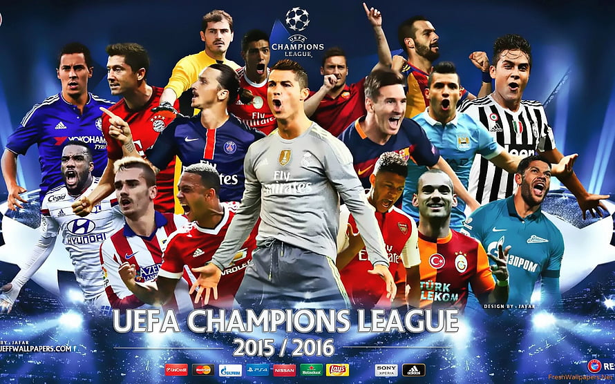 UEFA Champions League 2015 2016 Star Players Collage Wallpaper HD wallpaper