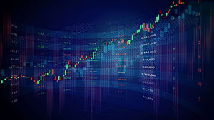 Futuristic Financial Stock Market Candlestick Chart With Rising Trend And Digital Data Overlay HD wallpaper