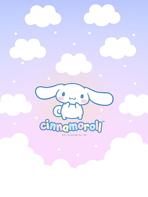 Cute Cinnamoroll Sanrio Character Floating Among Pastel Clouds and Stars HD phone wallpaper