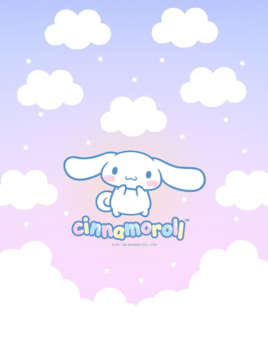 Cute Cinnamoroll Sanrio Character Floating Among Pastel Clouds and Stars HD phone wallpaper