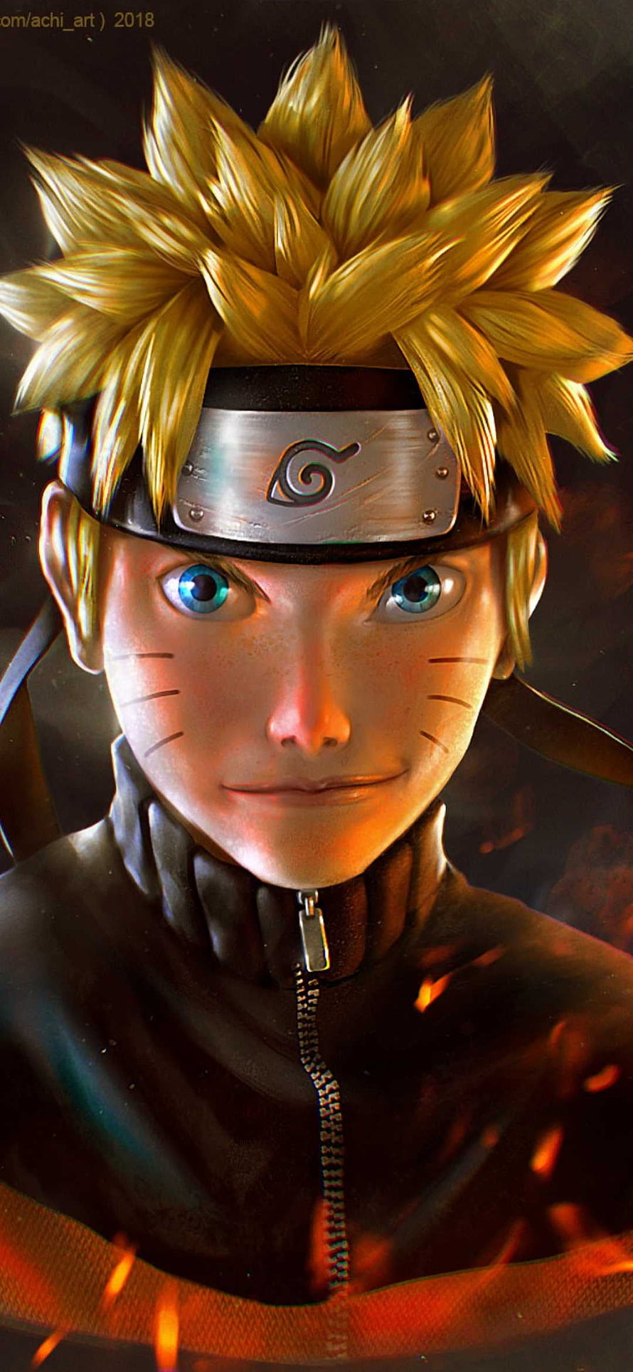 Naruto Uzumaki Close-Up Portrait with Spiky Blonde Hair and Hidden Leaf Headband HD phone wallpaper