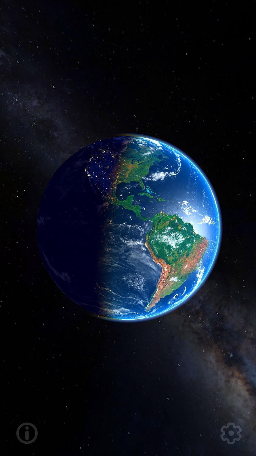 Planet Earth Viewed From Space With Americas And Starry Background HD phone wallpaper