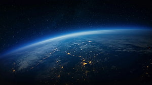 Earth From Space At Night With City Lights And Starry Sky HD wallpaper