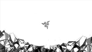 Minimalist Razer Logo on White Background with Geometric Low Poly Mountain Landscape HD wallpaper