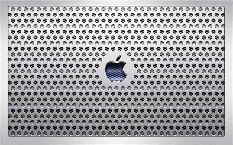 Apple Logo Perforated Metal Grid Pattern Wallpaper HD wallpaper
